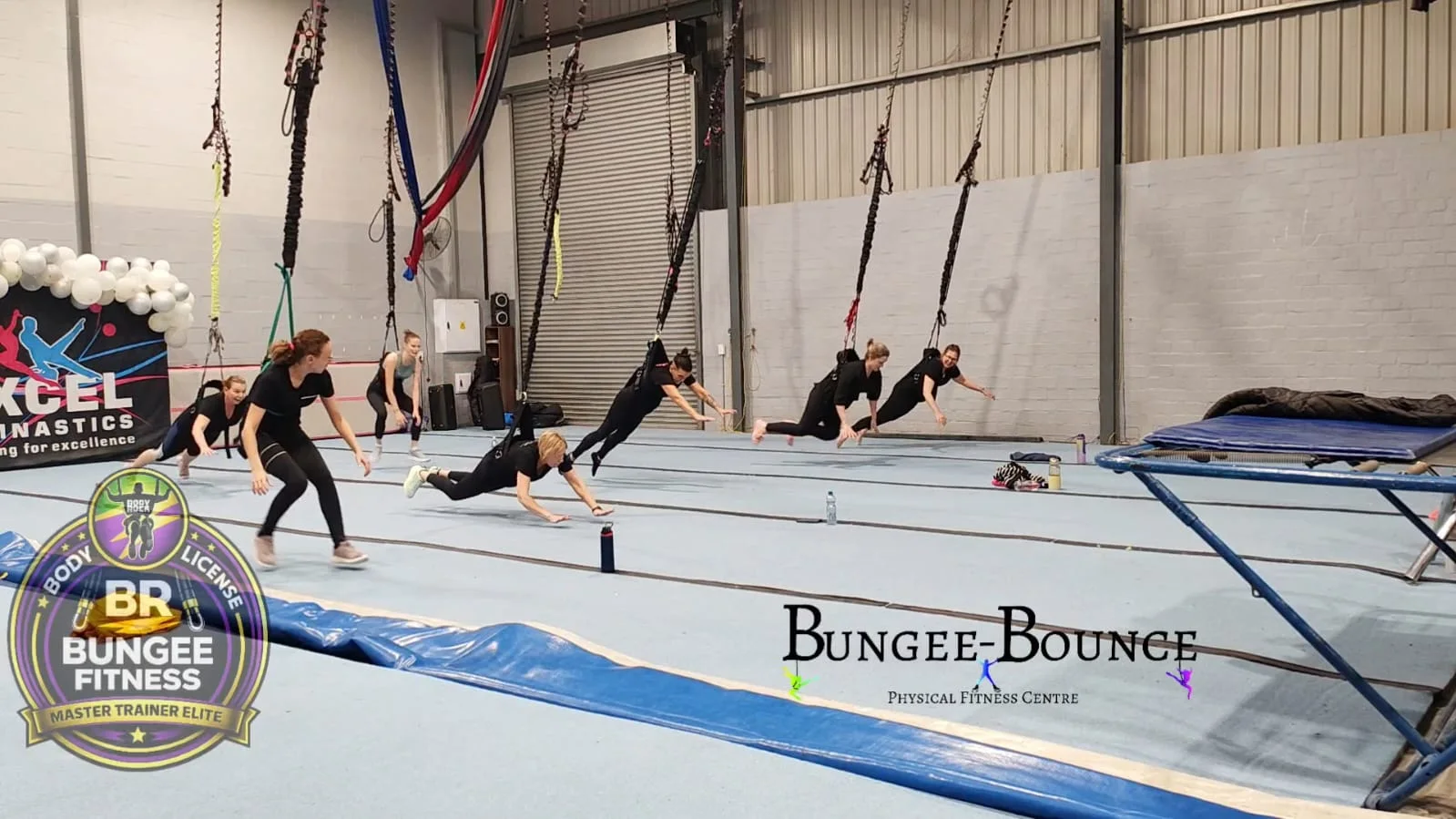 Bungee-Bounce members enjoying a fitness class